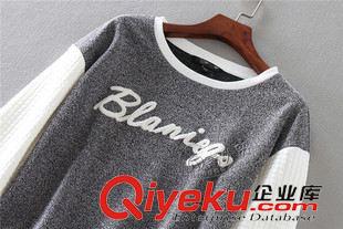 8月17日新品 W185 鐘愛單 秋季新款百搭拼接圓領(lǐng)字母長袖套頭上衣休閑衛(wèi)衣原始圖片3