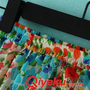 7月20日新品 B670 外貿女裝 夏季新款混色印花松緊腰雪紡裙子半身裙中裙原始圖片3