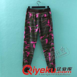 7月7日新品 B313 美國(guó)單 新款螺紋拼接松緊腰迷彩圖案修身小腳休閑褲鉛筆長(zhǎng)褲原始圖片2