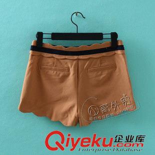 7月7日新品 B316 鐘愛品牌 夏季新款簡約拼接波浪邊修身女裝小直筒短褲熱褲原始圖片2
