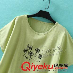 7月7日新品 B300 日本單 夏季新款小樹刺繡繡花簡約文藝棉麻女裝短袖襯衫襯衣原始圖片3