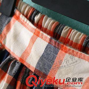 7月7日新品 B252 日本單 2015夏裝新款格子裙子收腰半身裙a字裙女裝棉麻長裙原始圖片3
