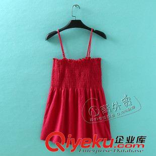 7月7日新品 B299 外貿女裝 夏季新款2015褶皺松緊抹胸裙純色吊帶裙連衣裙子原始圖片2