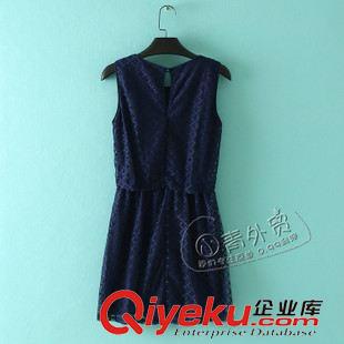 7月7日新品 B254 外貿女裝 夏季新款簡約網紗刺繡圓領修身背心裙女式連衣裙子原始圖片2