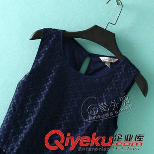 7月7日新品 B254 外貿女裝 夏季新款簡約網紗刺繡圓領修身背心裙女式連衣裙子原始圖片3