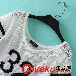 6月30日新品 B01美國(guó)單 夏季新款百搭數(shù)字圖案修身一字領(lǐng)插肩短袖超短針織衫原始圖片3