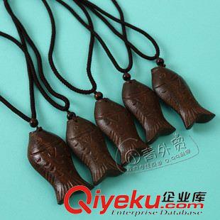 6月30日新品 B92 四季棉麻服裝配飾女項鏈 手工雕刻木魚項鏈 桃木魚吊墜毛衣鏈原始圖片2