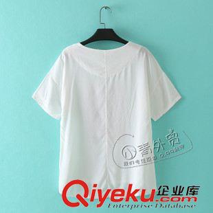 6月30日新品 B06 日本單 夏季新款百搭貼布圖案圓領(lǐng)純色插肩短袖棉麻襯衣襯衫原始圖片2