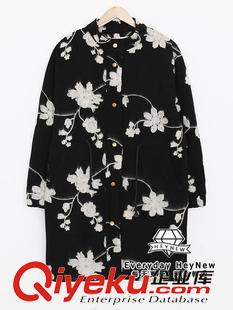 秋冬棉衣 15秋冬新款 韓國(guó)東大門復(fù)古寬松簡(jiǎn)約立體花朵刺繡中長(zhǎng)款?yuàn)A棉大衣原始圖片2