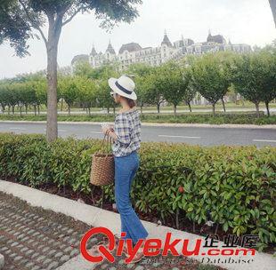 9月15日NEW 15秋季新款 韓國東大門復(fù)古撕邊喇叭褲修身顯瘦彈力牛仔褲女長褲原始圖片3