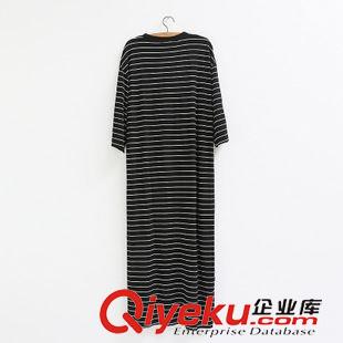 9月15日NEW 15秋季新款 韓國東大門歐美風(fēng)寬松簡約條紋圓領(lǐng)中袖連衣裙女原始圖片2