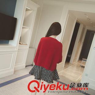 9月15日NEW 15秋季新款 韓國東大門歐美風(fēng)v領(lǐng)純色蝙蝠袖口袋紐扣針織開衫原始圖片3