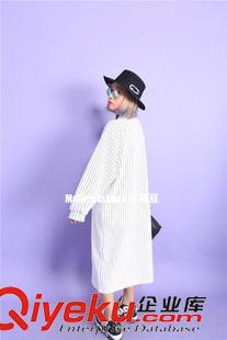 9月15日NEW 15秋季新款 韓國(guó)東大門學(xué)院風(fēng)寬松豎條紋63字母印花大碼連衣裙原始圖片2