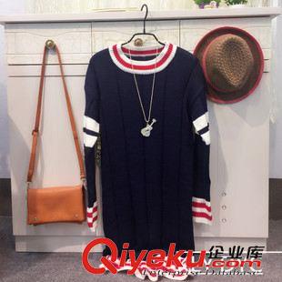 8月12日NEW 15秋季新款 韓國(guó)東大門(mén)學(xué)院風(fēng)BF風(fēng)格慵懶長(zhǎng)款針織海軍風(fēng)連衣裙原始圖片3