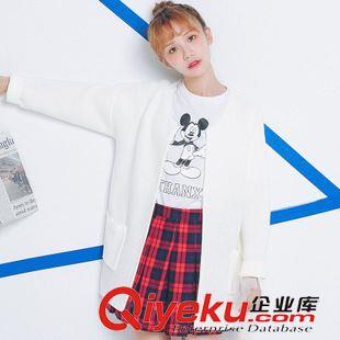 8月12日NEW 15秋季新款 韓國東大門學院風中長款純色針織毛線長袖毛衣開衫原始圖片2