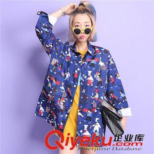8月11日NEW 15秋季新款 原宿卡通樂高積木小人印花寬松長袖風衣外套潮