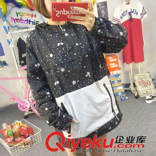 8月11日NEW 15秋季新款 原宿風(fēng)潑墨點(diǎn)點(diǎn)撞色拉鏈連帽女寬松學(xué)生套頭衛(wèi)衣 兩色原始圖片2