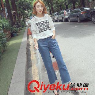 7月29NEW 15秋季新款 韓國東大門復古修身黑白色割破鉛筆九分小腳褲