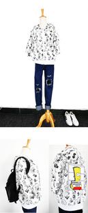 7月28日NEW 15秋季新款 韓國東大門學(xué)院風(fēng)小清新辛普森印花開衫拉鏈衛(wèi)衣外套原始圖片3