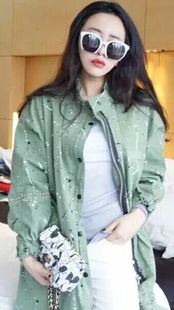 7月17日NEW 15秋季新款 韓國東大門復古風寬松后背字母印花中長款風衣女原始圖片3