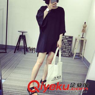 7月16日NEW 15夏季新款 韓國(guó)東大門(mén)學(xué)院風(fēng)寬松中長(zhǎng)款開(kāi)叉圓領(lǐng)短袖T恤女原始圖片2