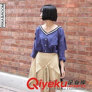 7月13日NEW 15夏季新款 韓國(guó)東大門(mén)復(fù)古寬松交叉后背oversize口袋中長(zhǎng)袖襯衫原始圖片2