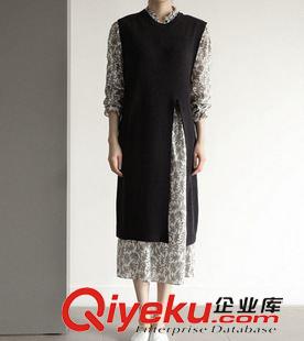 7月9日NEW 15秋季新款 韓國東大門復(fù)古寬松圓領(lǐng)高開叉不規(guī)則無袖長馬甲原始圖片2