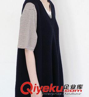 6月28日NEW 15夏季新款 韓國(guó)東大門復(fù)古寬松純色背心連衣裙針織衫 毛衣