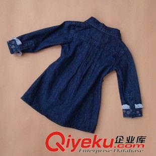 秋季裙子 外貿原單童牛仔連衣裙 歐美女童春秋新款 水洗牛仔長袖連衣裙原始圖片2