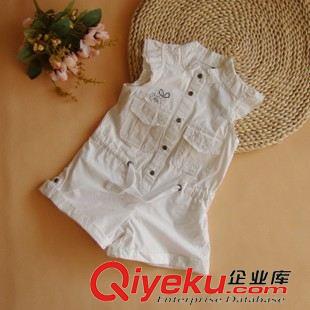 夏季褲子 外貿(mào)原單IKKS童裝 女童清新范 兒童純棉水洗布 連體褲短褲 連身褲原始圖片2