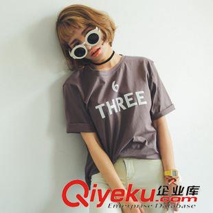 2015年5月新品 2015夏季韩版时尚简约圆领字母数字印花宽松短袖T恤女