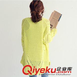 清倉tj款式 2013秋冬韓版新款女裝 甜美氣質(zhì)單排扣鏤空開叉長(zhǎng)袖針織毛衣原始圖片3