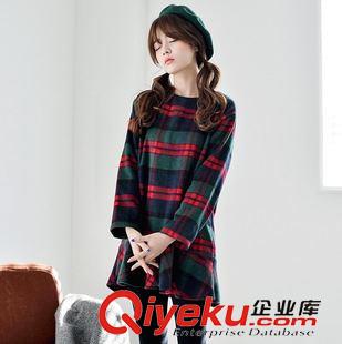 所有產(chǎn)品 2015年秋季新款韓國小清新學(xué)院風(fēng)格子寬松荷葉邊呢子長袖連衣裙女原始圖片2