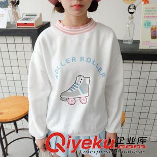 2015年09月18新款 實(shí)拍 215年冬季可愛韓國(guó)少女學(xué)生螺紋領(lǐng)子寬松圓領(lǐng)卡通鞋衛(wèi)衣女原始圖片2
