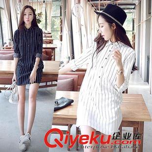 2015年09月06新款 連衣裙女2015年秋裝新款韓版女裝長袖豎條紋甜美時尚修身襯衫裙女原始圖片2