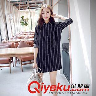 2015年09月06新款 連衣裙女2015年秋裝新款韓版女裝長袖豎條紋甜美時尚修身襯衫裙女原始圖片3