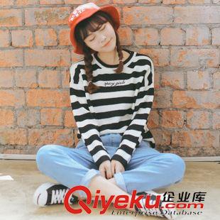 08月21新款 毛衣女套頭2015秋冬新款韓國代購海軍風學院刺繡英文字母寬松大碼原始圖片2