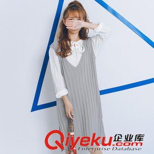08月10新款 針織毛衣女2015秋冬韓版背心馬甲女學(xué)院風(fēng)V領(lǐng)條紋長款廠家直銷