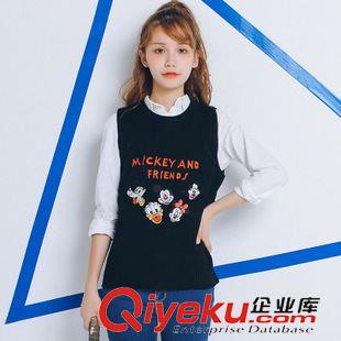 08月10新款 2015秋冬季韓國(guó)新款可愛(ài)卡通刺繡圓領(lǐng)無(wú)袖套頭針織毛衣背心馬甲女原始圖片2