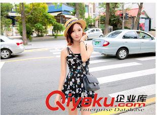 06月08新款 碎花修身連體褲裙2015新款夏季高腰性感小清新吊帶連衣裙女原始圖片2