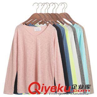 01月20新款 15春裝韓國(guó)東大門(mén)新款女裝韓版服飾V領(lǐng)寬松純棉長(zhǎng)袖打底衫女多色原始圖片2