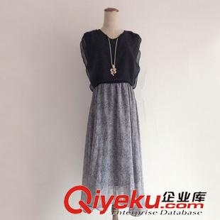 05月31日新款 歐洲站明星dp拼色雪紡背心長裙連衣裙2014夏歐美時尚新款女裝原始圖片2
