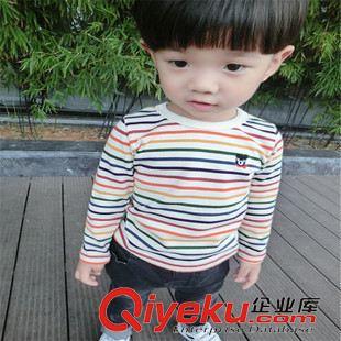 外套 「孩夢(mèng)」2015秋款新品兒童男女童卡通條紋打底衫長袖條紋一件代發(fā)原始圖片2