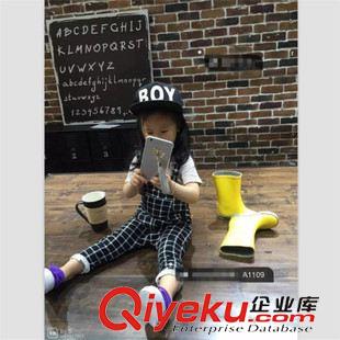 休閑褲 「孩夢」2015秋款新品兒童男女童純棉格子背帶褲背帶長褲一件代發(fā)