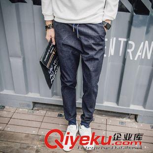 7.04 秋裝新款日韓男裝束腳男士哈倫休閑長褲 120-B03-藍色原始圖片2