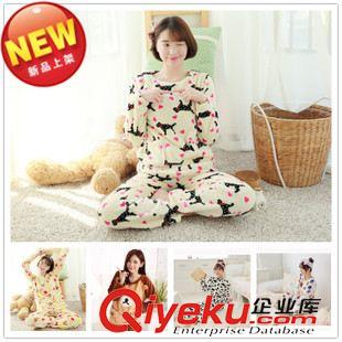 2015秋季 奢華高貴新款加厚法蘭絨睡衣女士純色大紅睡衣 冬家居服套裝批發(fā)