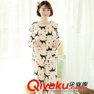 2015秋季 廠家直銷 爆款法蘭絨睡衣套裝可愛卡通PINK小狗家居服 一件代發原始圖片3