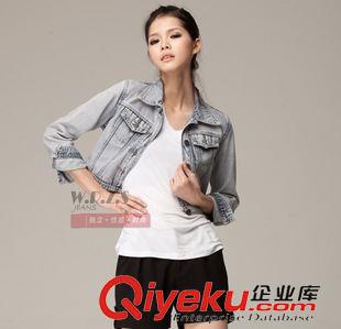 牛仔上衣 2013秋裝新款 韓版高品質(zhì)大牌風(fēng)水洗磨白復(fù)古 雪花牛仔短款小外套原始圖片2