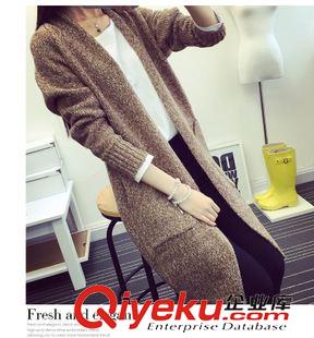 2015孕婦冬裝 秋冬新款孕婦裝韓版中長(zhǎng)款大碼毛衣女斜口袋孕婦毛衣開(kāi)衫上衣批發(fā)原始圖片2