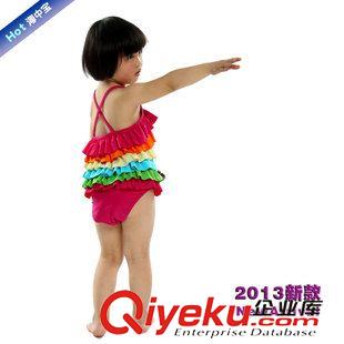 品牌--海中寶 廠家直銷 2013新款 彩 虹條 連體 女童 海中寶泳衣YE-6941